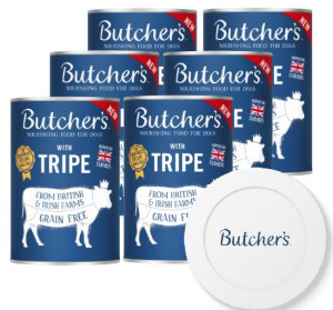 BUTCHER'S Original Tripe karma dla psa, ze żwaczem, pasztet 6x400g + Pokryw