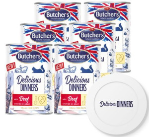 BUTCHER'S Delicious Dinners kawałki z wołowiną w galaretce 6x400g (kot) + P