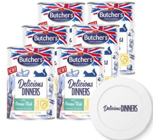 BUTCHER'S Delicious Dinners z rybą morską kawałki w galaretce 6x400g (kot)
