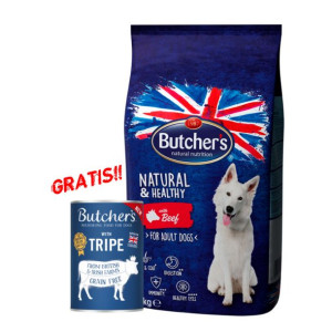 BUTCHER'S Butcher's Natural&Healthy Dog Dry z wołowiną 10kg + Original Trip