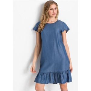 Lniana Sukienka Midi Z Falbaną 38-40 959616