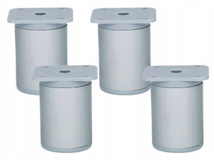 4 X Nóżka Meblowa Okrągła H-60 Aluminium Regulacja