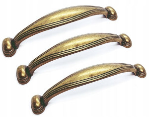 3x Uchwyt Meblowy Rączka Retro Vintage Stare Złoto