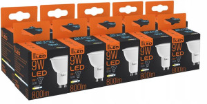 ŻARÓWKA LED GU10 9W Zimna Biała - 6500K