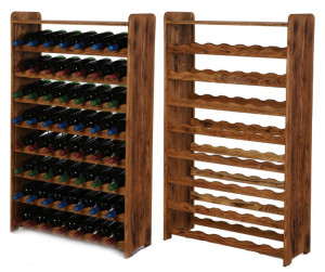 Dębowy Stojak Regał na Wino z Półką RW-22, 56 butelek Opalany Olejowany