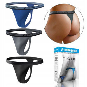 Stringi męskie SESTO SENSO TIGER Bawełna 3PAK M