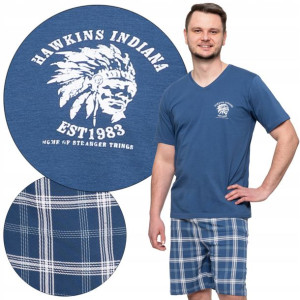 Piżama męska Moraj 6500-002 krótki rękaw BLUE 3XL