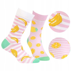 WOLA FUNKY skarpety wzorowane BANANY/CYTRYNY 43-46
