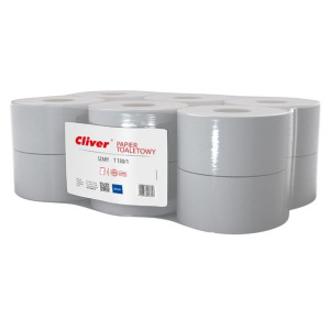 Papier toaletowy Cliver Jumbo 12 rolek 1 warstwa 130 m średnica 18 cm