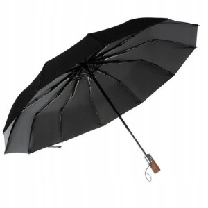 Czarny Parasol Automatyczny Składany Wytrzymały