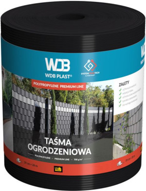 Taśma Ogrodzeniowa Pp Czarna 19cm X 26m Na Ogrodzenie Płot Osłona Paneli