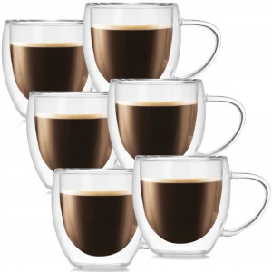 Kubki Szklanki Termiczne Kawa Herbata Woda 6x250ml