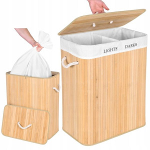 Kosz Na Pranie Bielizne Bambusowy Pojemnik 100 L