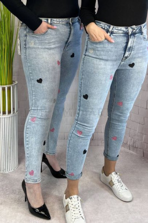 Spodnie Jeansy Wysoki Stan Serce Niebieskie 48/4xl