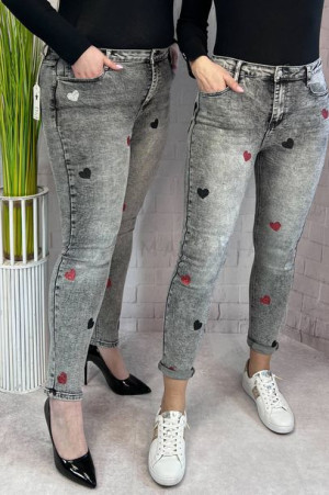 Spodnie Jeansy Wysoki Stan Serce Szare 3xl/46
