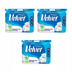3x Papier toaletowy VELVET Delikatnie biały 12rol