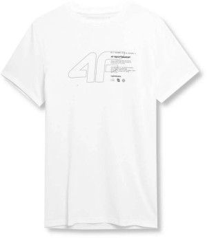 T-shirt męski z nadrukiem 4F SS23TTSHM303 biały