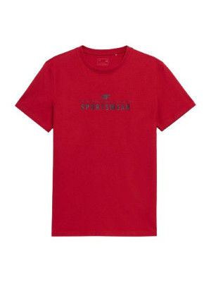 Czerwony T-shirt męski z nadrukiem 4F SS23TTSHM539