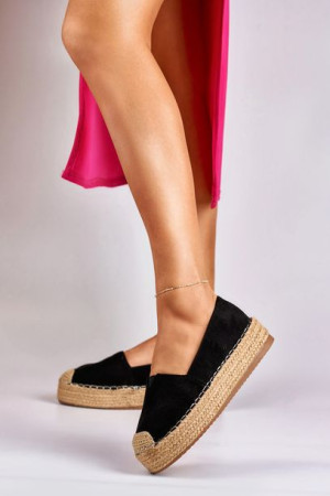 Czarne espadryle damskie na platformie