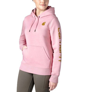 Bluza Carhartt Clarksburg Sleeve Logo Hooded Sweatshirt FOXGLOVE HEATHER