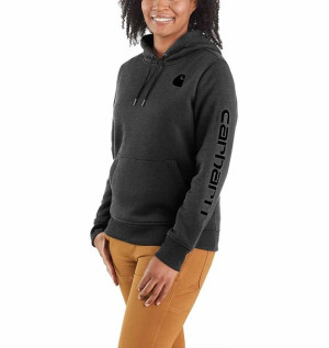 Bluza Carhartt Clarksburg Sleeve Logo Hooded Sweatshirt CARBON HEATHER