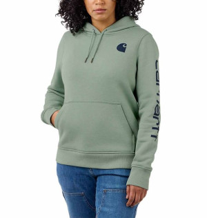 Bluza Carhartt Clarksburg Sleeve Logo Hooded Sweatshirt JADE HEATHER