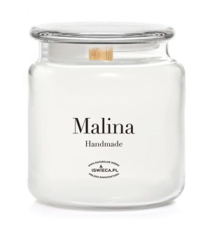 Malina. Mega Świeca Drewniany knot 600 ml