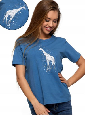 MORAJ T-Shirt Koszulka Damska Oversize Żyrafa S