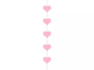 Girlanda serca - 300 cm - rożowa