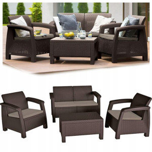 Meble Ogrodowe Zestaw Keter Sofa 2x Fotel Stolik
