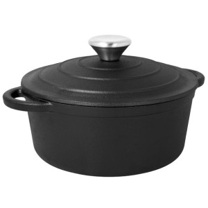 Garnek Żeliwny Z Pokrywką 2,6l 20x10 Cm Okrągły Indukcja Ognisko 2657