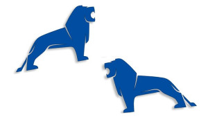 Wycinane naklejki Man logo komplet (lewa i prawa) niebieskie