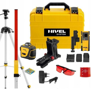 Laser krzyżowy NIVEL SYSTEM CL3D  Czerwony + Statyw SJJ-M1 EX + Łata LS-24
