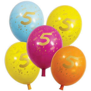 Balony Pastelowe - 5 Happy Birthday - 5 Sztuk