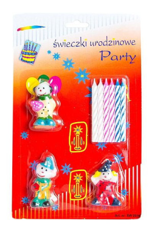 Świeczki Urodzinowe 6 Szt. + 3 Klauny