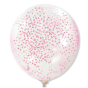 Balony Przeźroczyste Z Różowymi Kuleczkami - 5 Szt.