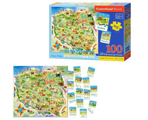 Castorland Puzzle Mapa Polski 100 Elem. + Edukacyjny Quiz