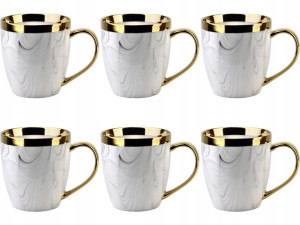 BIAŁY Porcelanowy kubek 480ml GEORGIA GOLD - 6 szt
