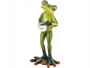 Ozdobna Figurka 15 x 7 x 5 cm - Żaba Śpioch z kawą