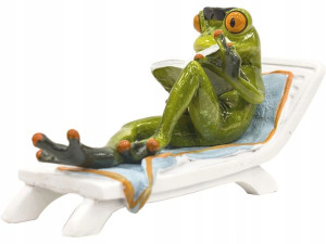 Ozdobna Figurka 19 x 10 x 6 cm - Żaba na leżaku