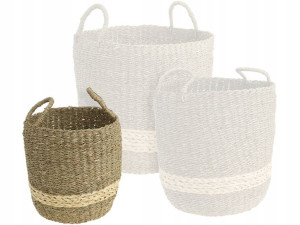Okrągły Kosz z trawy morskiej BOHO - S 30 x 33 cm