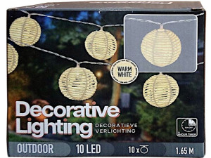 GIRLANDA Rattan 10 warm LED Zewnętrzna TIMER 165cm