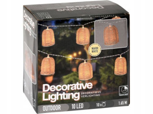 GIRLANDA Rattan 10 warm LED Zewnętrzna TIMER 165cm