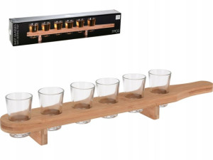 Kieliszki do shotów 40 ml 6 szt na bambusowej tacy