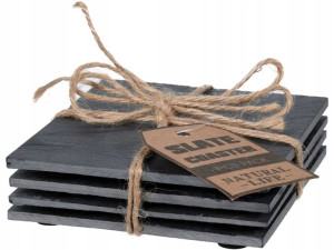 ŁUPEK 10x10cm Kamienna podstawka pod kubek - 4 szt