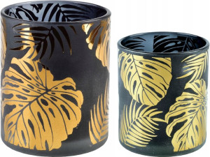 JUNGLE BLACK szklane Świeczniki Lampiony - 2 szt