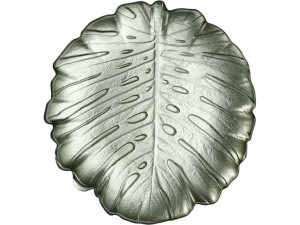 OZDOBNA Patera Talerz SZKLANY 28 cm - METALIC LIŚĆ