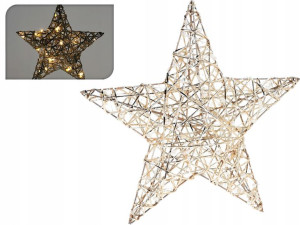 DEKORACJA Świąteczna ZŁOTA Gwiazda 30 LED - 40 cm