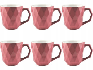 SALLY ADEL Ceramiczny Kubek 400 ml RÓŻOWY - 6 szt