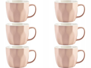 RÓŻOWY Kubek SALLY GEO do KAWY HERBATY 380ml 6 szt